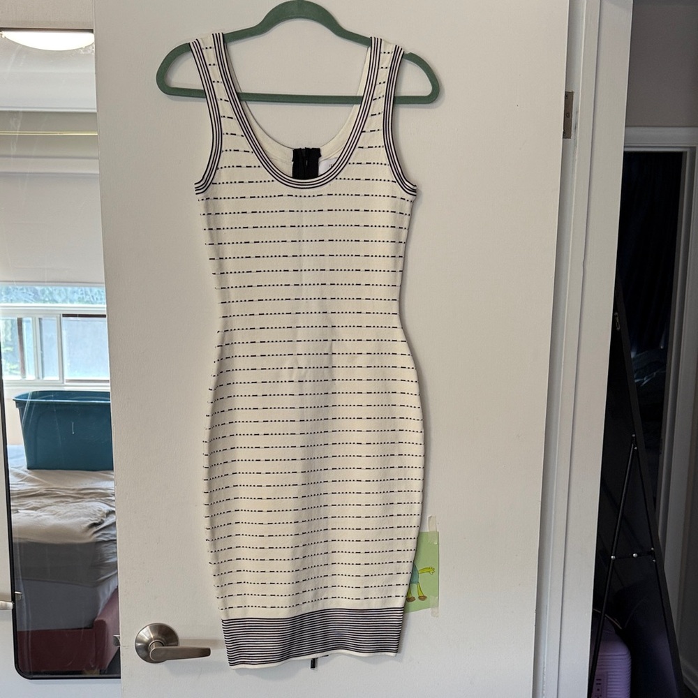 John + Jenn White and Black Striped Mini Dress